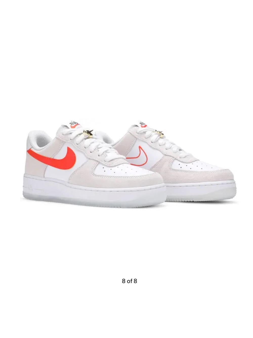 Nike Air Force 1 “First Use” white and Orange 2021 Sz 7.5